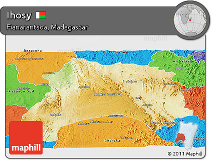 Physical Panoramic Map of Ihosy, political outside
