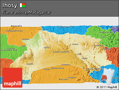 Physical Panoramic Map of Ihosy, political outside
