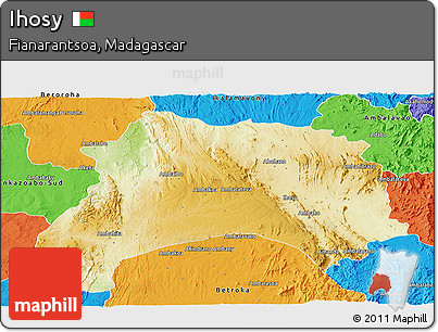 Physical Panoramic Map of Ihosy, political outside