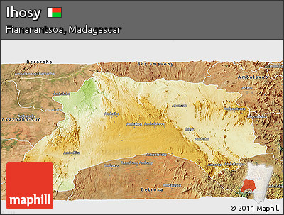 Physical Panoramic Map of Ihosy, satellite outside