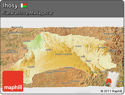 Physical Panoramic Map of Ihosy, satellite outside