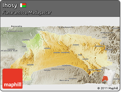 Physical Panoramic Map of Ihosy, semi-desaturated