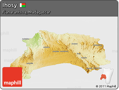 Physical Panoramic Map of Ihosy, single color outside