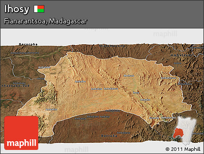 Satellite Panoramic Map of Ihosy, darken