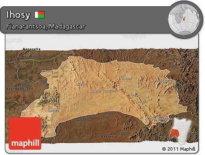 Satellite Panoramic Map of Ihosy, darken