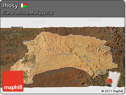 Satellite Panoramic Map of Ihosy, darken