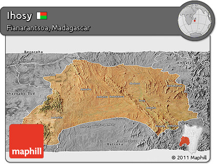 Satellite Panoramic Map of Ihosy, desaturated