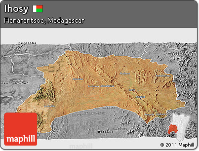 Satellite Panoramic Map of Ihosy, desaturated