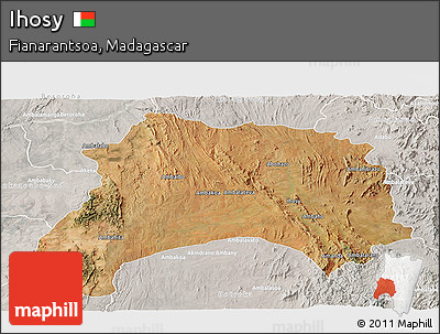 Satellite Panoramic Map of Ihosy, lighten, semi-desaturated
