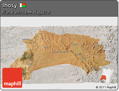 Satellite Panoramic Map of Ihosy, lighten, semi-desaturated