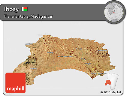 Satellite Panoramic Map of Ihosy, single color outside