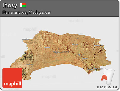 Satellite Panoramic Map of Ihosy, single color outside