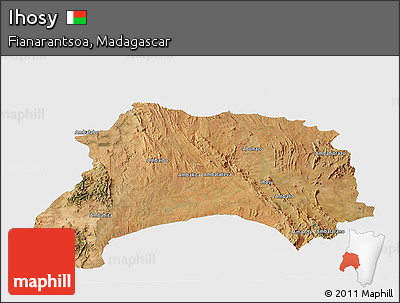 Satellite Panoramic Map of Ihosy, single color outside
