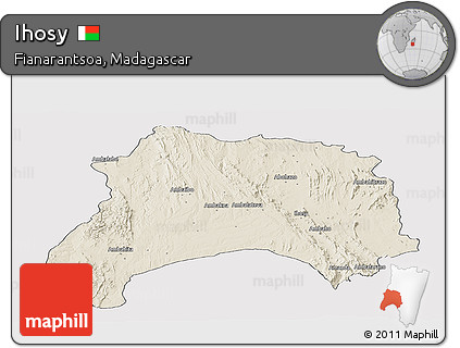 Shaded Relief Panoramic Map of Ihosy, cropped outside