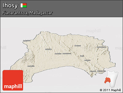 Shaded Relief Panoramic Map of Ihosy, cropped outside