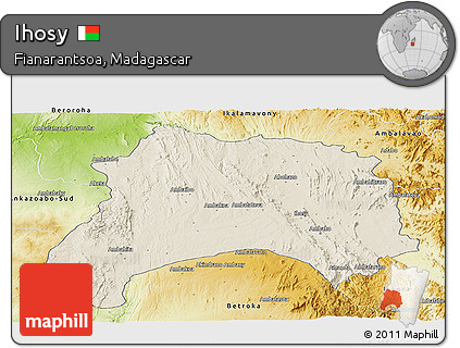 Shaded Relief Panoramic Map of Ihosy, physical outside