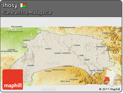 Shaded Relief Panoramic Map of Ihosy, physical outside