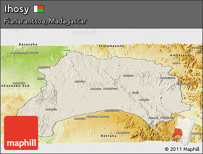 Shaded Relief Panoramic Map of Ihosy, physical outside