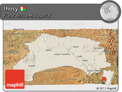 Shaded Relief Panoramic Map of Ihosy, satellite outside