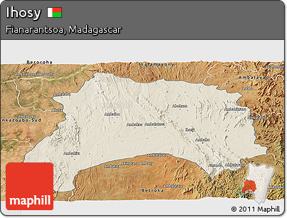 Shaded Relief Panoramic Map of Ihosy, satellite outside