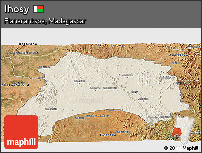 Shaded Relief Panoramic Map of Ihosy, satellite outside
