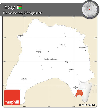 Classic Style Simple Map of Ihosy, single color outside