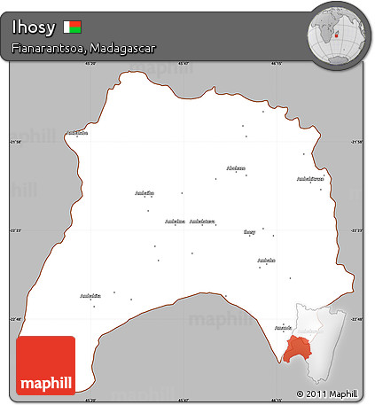 Gray Simple Map of Ihosy, cropped outside