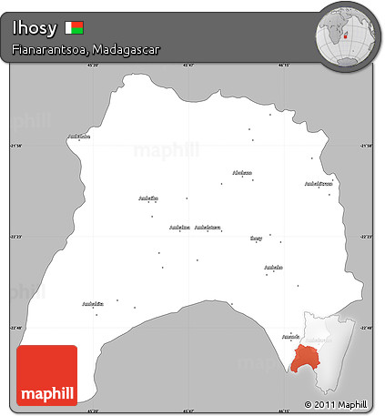 Gray Simple Map of Ihosy, single color outside