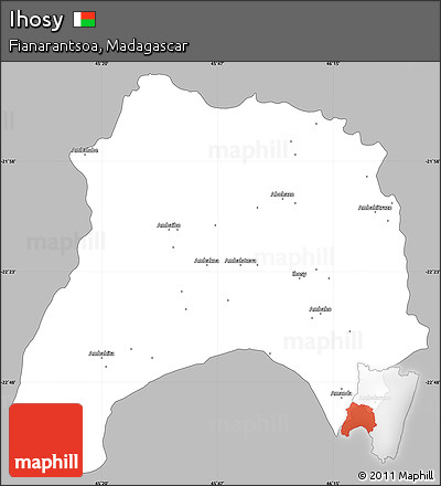 Gray Simple Map of Ihosy, single color outside