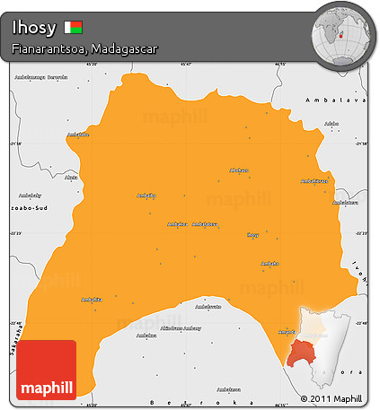 Political Simple Map of Ihosy, single color outside, borders and labels