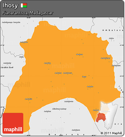 Political Simple Map of Ihosy, single color outside, borders and labels