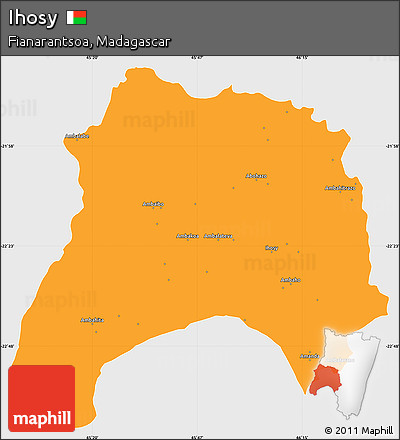 Political Simple Map of Ihosy, single color outside