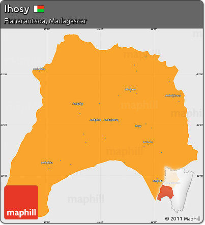 Political Simple Map of Ihosy, single color outside