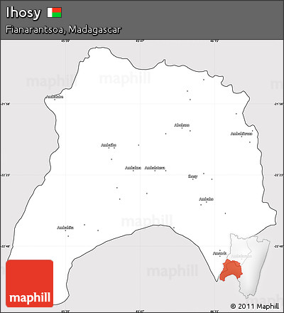 Silver Style Simple Map of Ihosy, cropped outside
