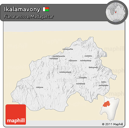 Classic Style 3D Map of Ikalamavony, single color outside