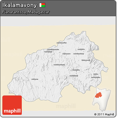 Classic Style 3D Map of Ikalamavony, single color outside