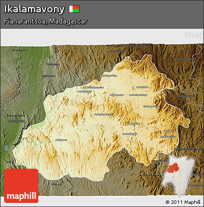 Physical 3D Map of Ikalamavony, darken