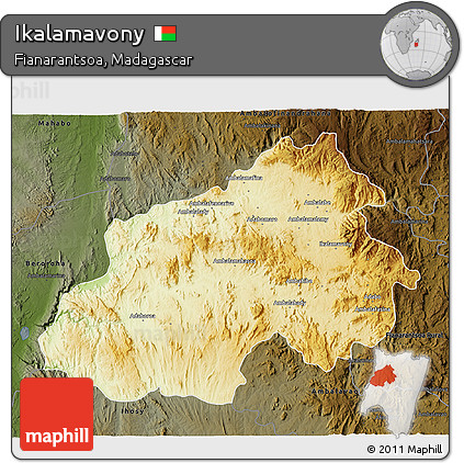 Physical 3D Map of Ikalamavony, darken
