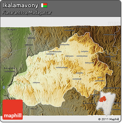 Physical 3D Map of Ikalamavony, darken