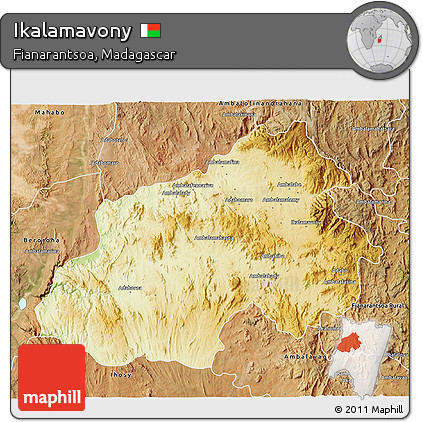 Physical 3D Map of Ikalamavony, satellite outside