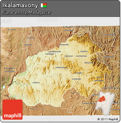 Physical 3D Map of Ikalamavony, satellite outside