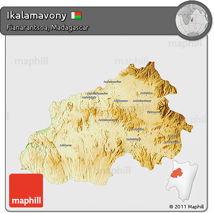 Physical 3D Map of Ikalamavony, single color outside