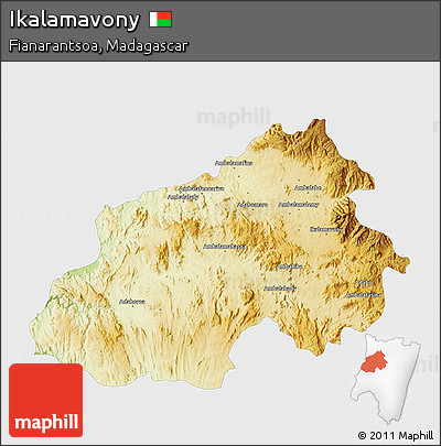 Physical 3D Map of Ikalamavony, single color outside
