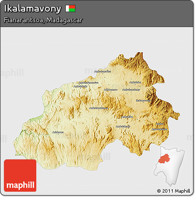 Physical 3D Map of Ikalamavony, single color outside