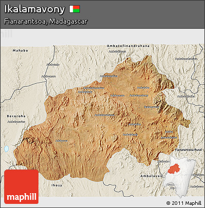Satellite 3D Map of Ikalamavony, shaded relief outside