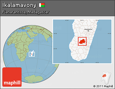 Savanna Style Location Map of Ikalamavony, highlighted country