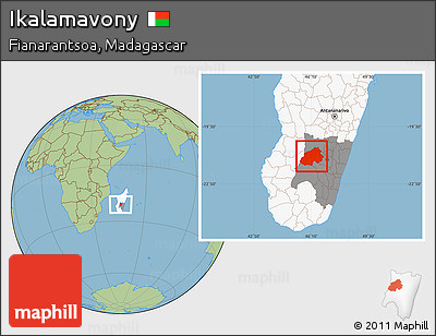 Savanna Style Location Map of Ikalamavony, highlighted country, highlighted parent region