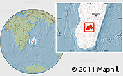 Savanna Style Location Map of Ikalamavony, highlighted country, hill shading