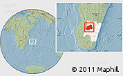 Savanna Style Location Map of Ikalamavony, highlighted parent region, hill shading
