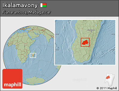 Savanna Style Location Map of Ikalamavony, hill shading